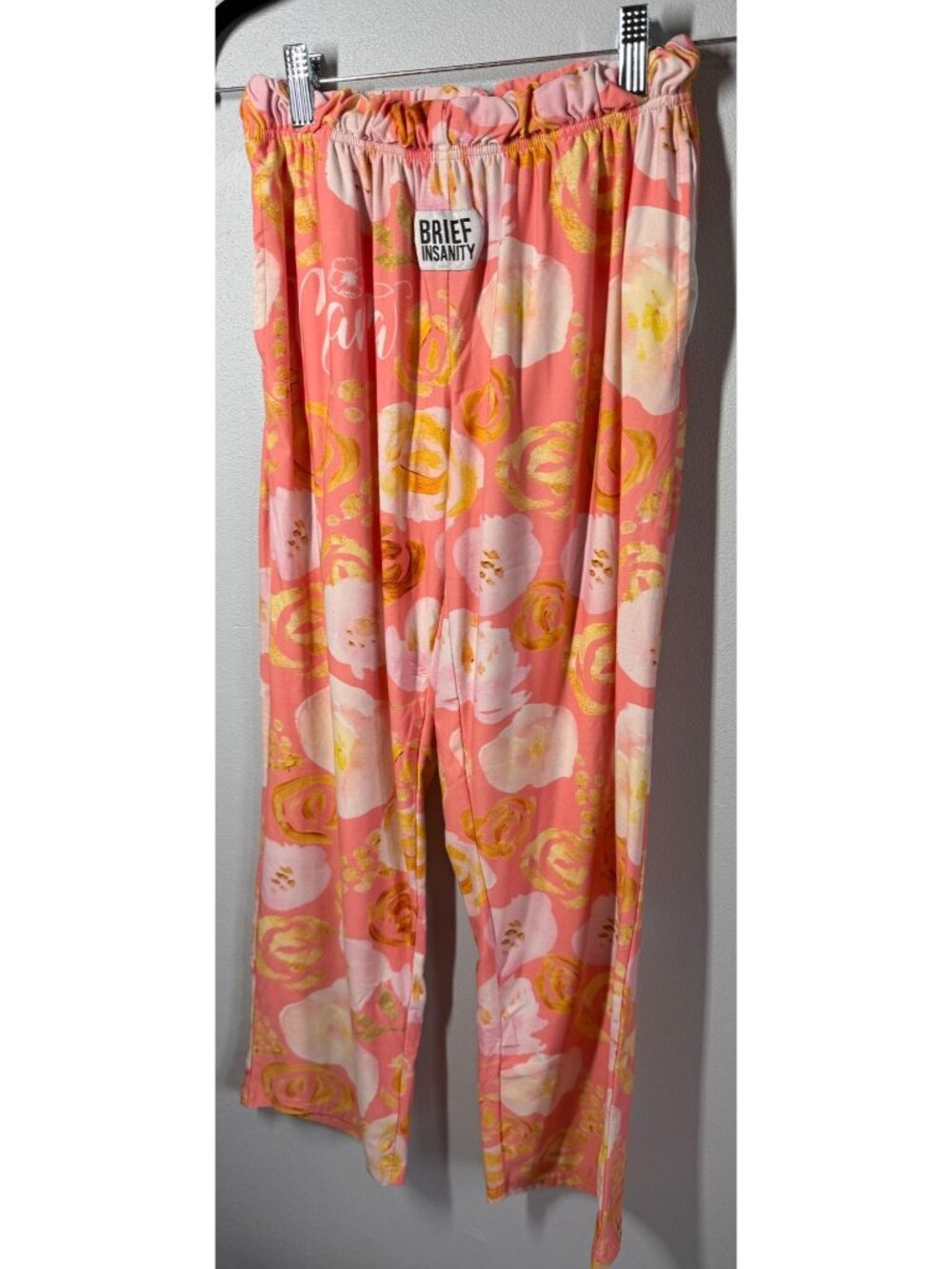 Brief Insanity Womens Small Pajama Pants Pink Floral Lounge Sleepwear Soft Pocke